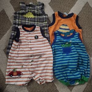 4 Lot Of 18 Month Boys One Piece Summer Spring Overalls
